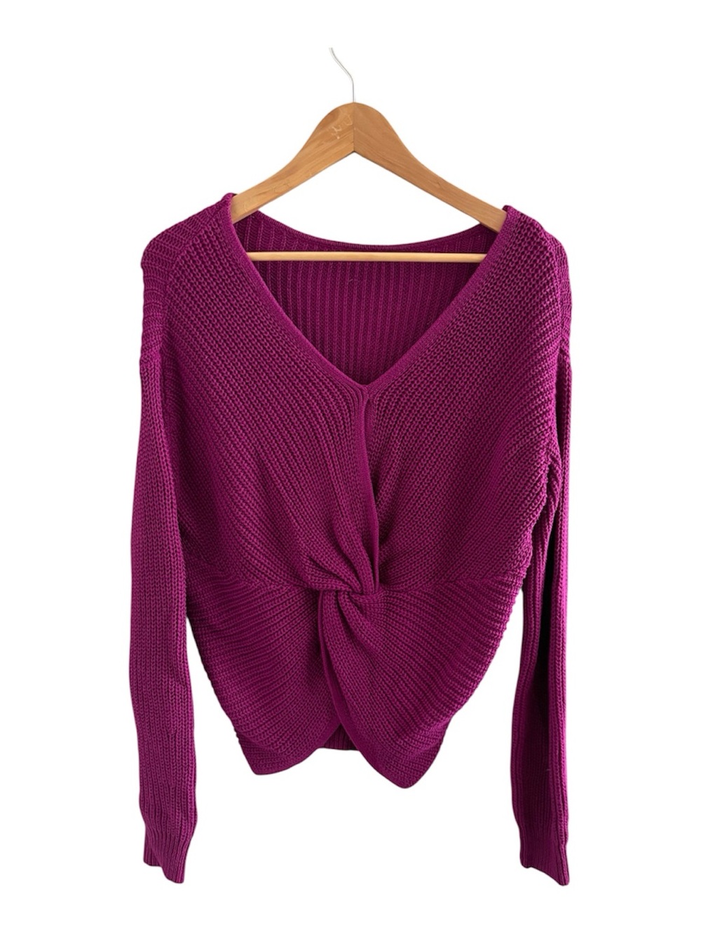 GAP Off-the-Shoulder Ribbed Sweater - Fuchsia - Picture 6 of 7